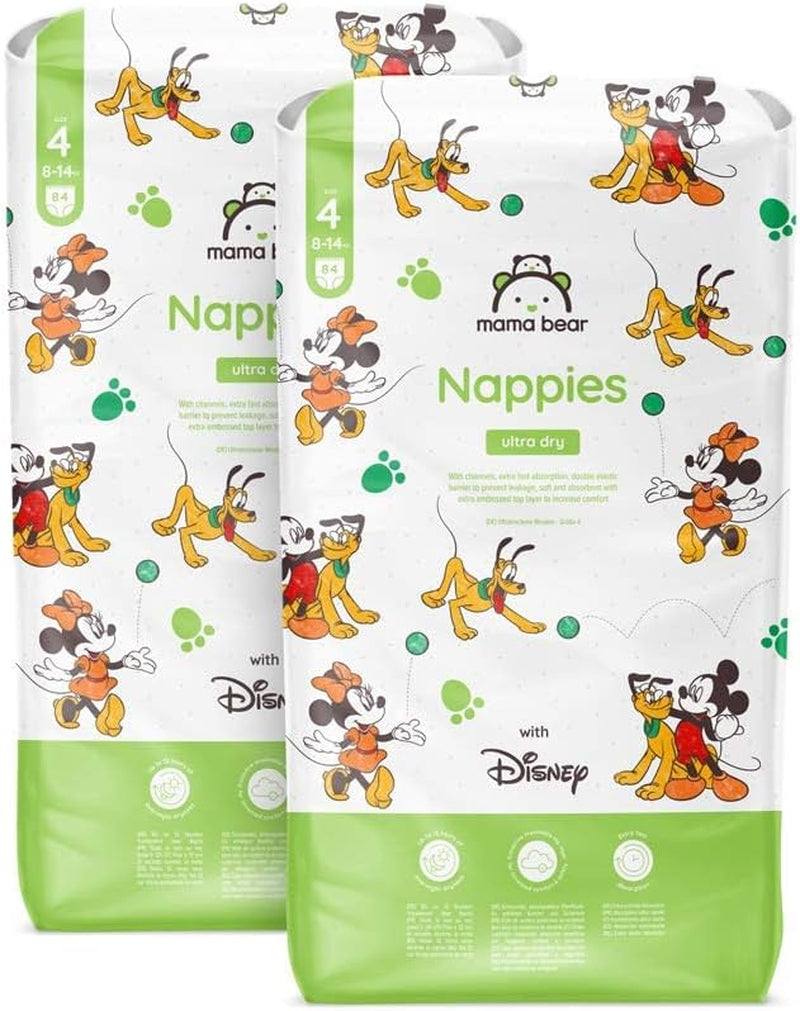 Značka Amazon: Mama Bear Disney Ultra Dry plenky, velikost 3 (4–9 kg) – měsíční krabička, bílá, počet 172 (2 balení po 86)