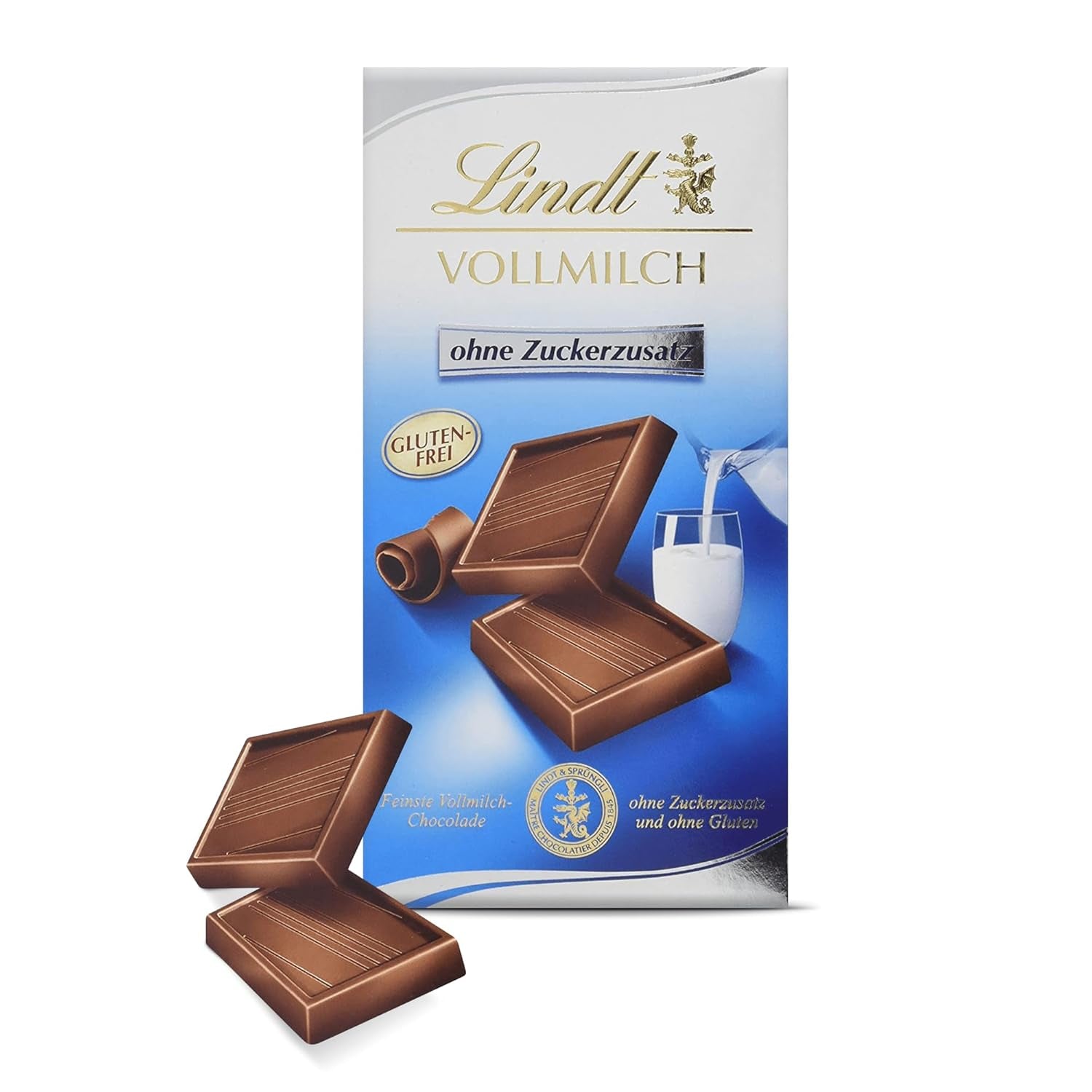 Ciocolata Lindt cu lapte integral fara zahar adaugat și fără gluten, 100 grame Bomboane de Ciocolata Naty Shop
