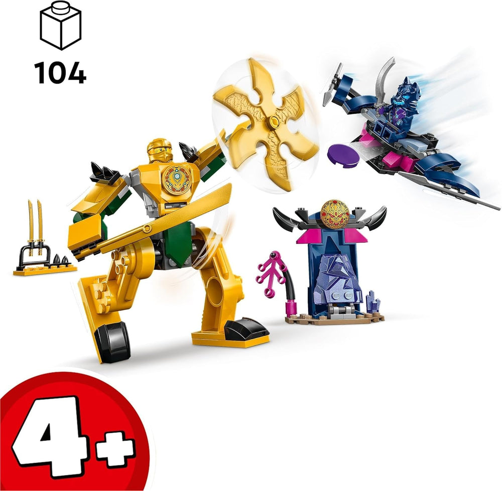 LEGO NINJAGO Arin's Battle Mech, hračka Ninja pro děti od 4 let S figurkami Vč. Arin s mini katanou, akčními figurkami a roboty, malý dárek pro chlapce a dívky 71804 Stavebnice Besuche den LEGO-Store
