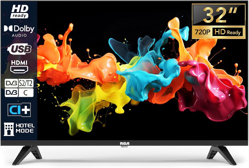 Televizor inteligent RCA VRS32HQ1, televizor LED HD de 32 inch (80 cm), cu WLAN, tuner triplu (DVB-T/T2, DVB-C, DVB-S/S2), App Store, HDMI, USB, CI/CI+, Netflix, YouTube și multe altele [RVSmart 2024]