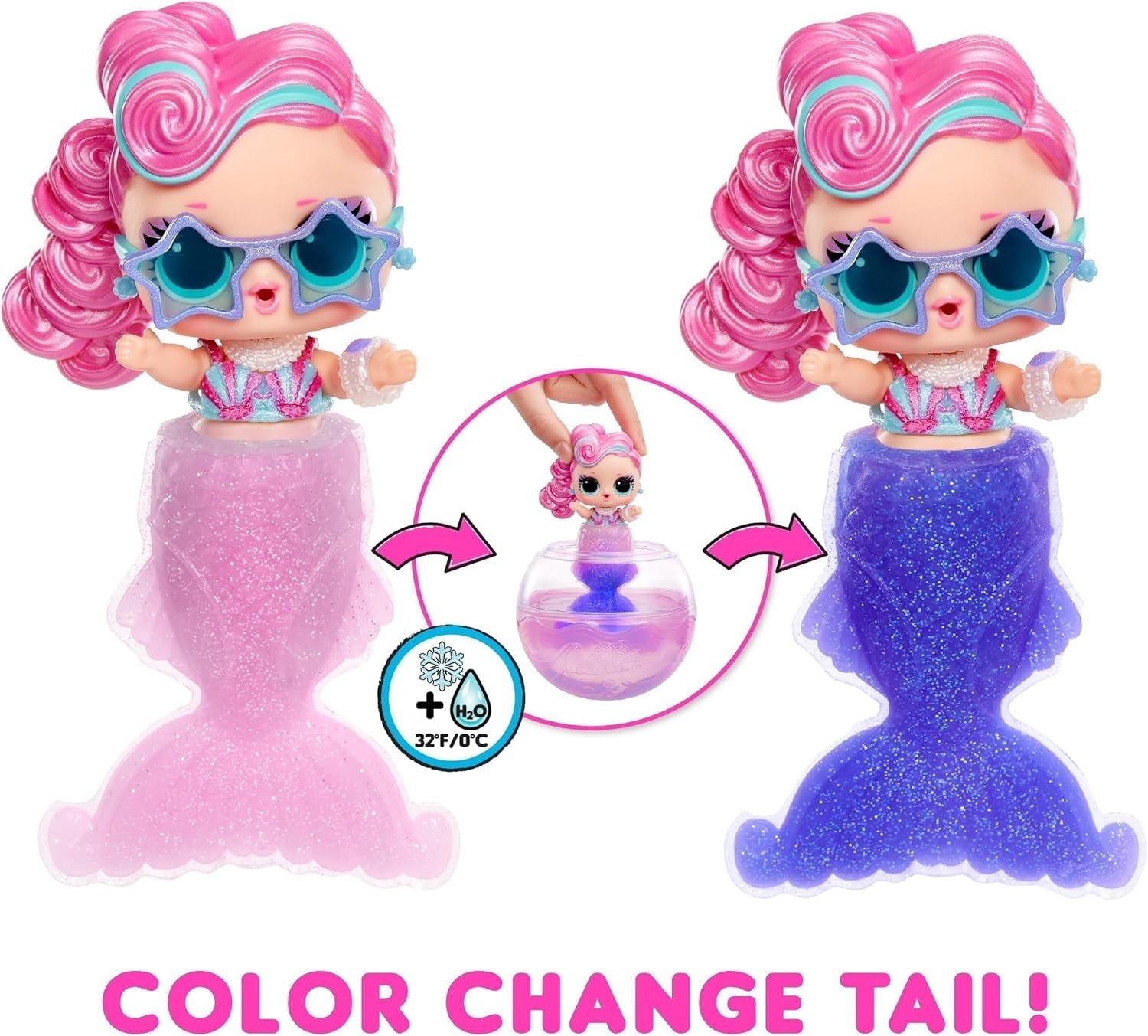 L.O.L. Surprise! Mermaids Tots - Mini păpuși la modă cu cozi care își schimbă culoarea - Potrivit pentru colecționari, fete și băieți cu vârsta de 4 ani și peste Papusi Naty Shop