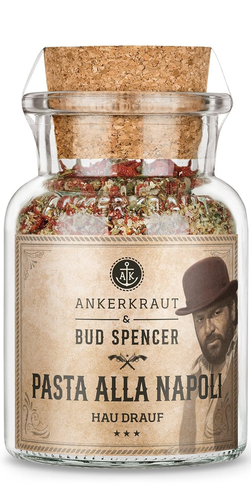 Ankerkraut Bud Spencer & Terence Hill Bagaluten Gewürz-Box, mit western pfanne and Pasta alla Napoli, Geschenk-Set, lecker kochen, 195 g Gewürze Inhalt
