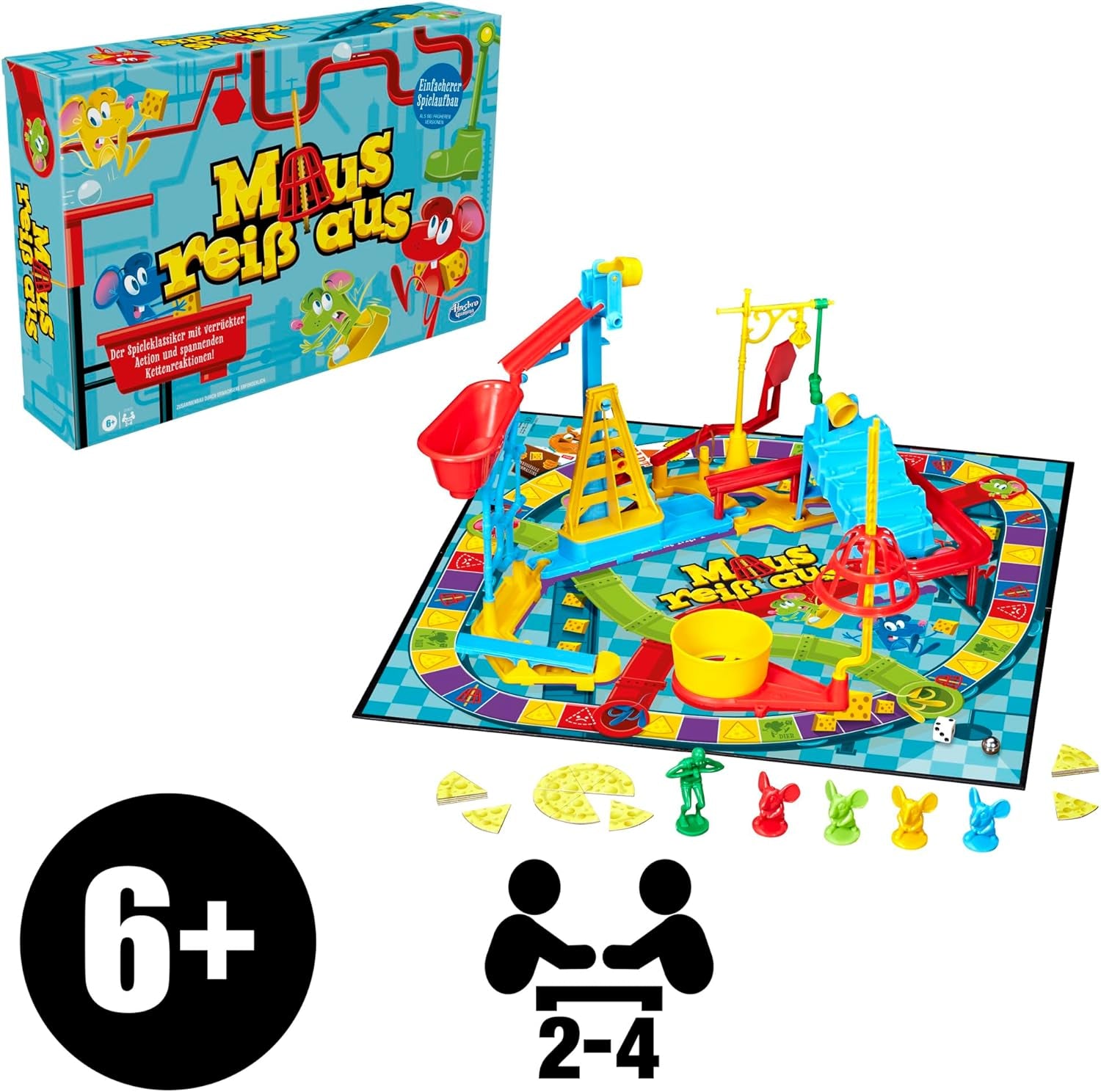 Mouse Run Away, rodinná hra pro 2 až 4 hráče, klasická desková hra pro více hráčů s jednoduchým nastavením pro děti od 6 let, rodinná stolní hra