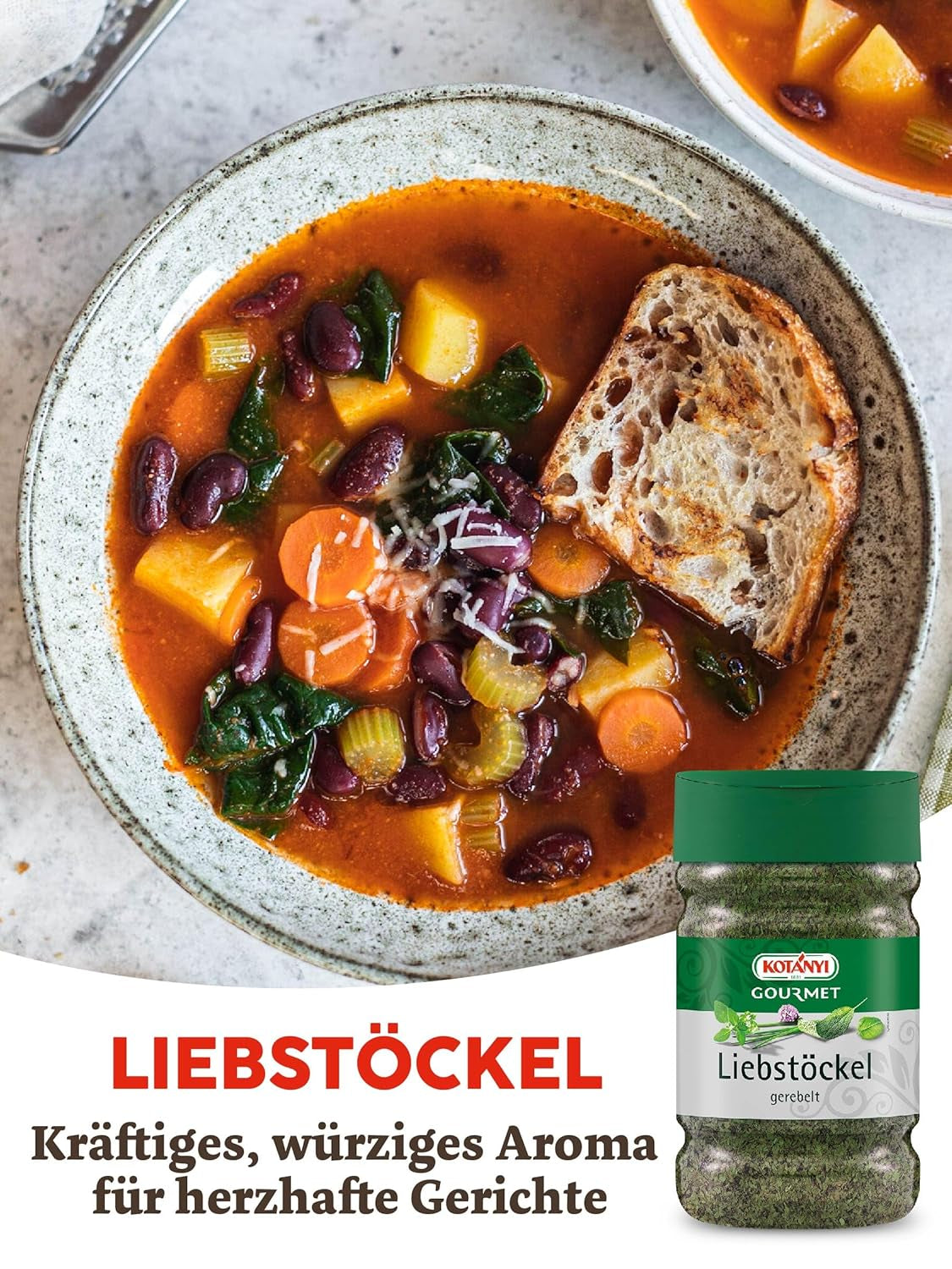 Kotanyi Liebstöckel gerebelt, Gewürze für Großverbraucher und Gastronomie, 1200 ml, 160 g
