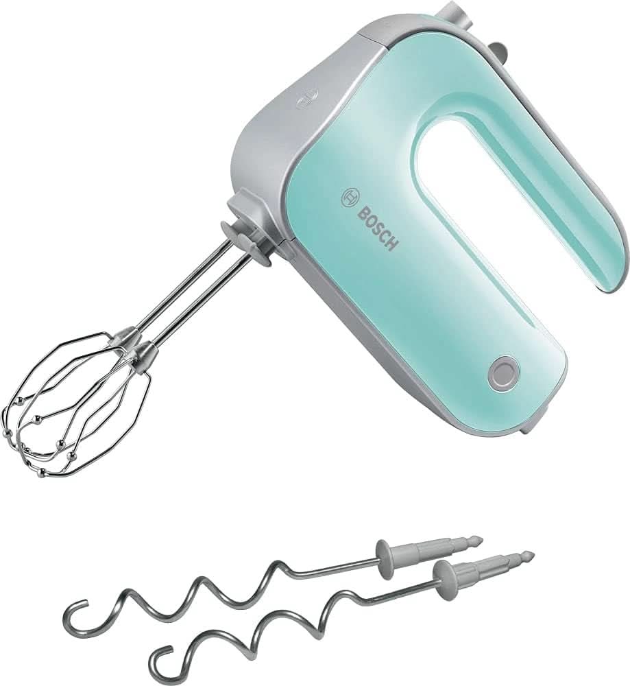 Bosch Handrührer Styline MFQ4835DE, 2X2 Rührbesen, 2 Edelstahl-Knethaken, Spülmaschinengeeignet, 575 W, Weiß Bucatarie Naty Shop Mint Turquoise/Silber