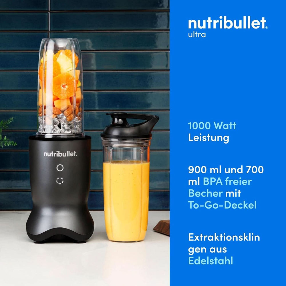 Osobní mixér Nutribullet, mixér Der Leistungsstärkste Für Eine Portion, 1000 Watt Und Leiser Motor, 900 ml Becher Aus Tritan Renew, Leuchtende Touch Bedienknöpfe, Dunkel Grau Bucatarie Naty Shop