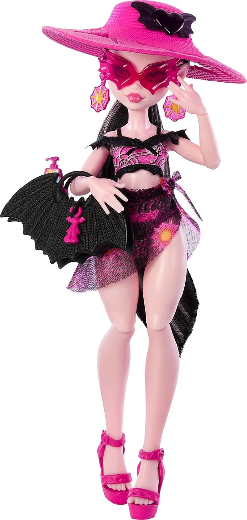 Ostrov Monster High Scare-adise Clawdeen Wolf Puppe s Badeanzug, Jogger und Strandzubehör wie Visier, Wasserflasche und Buch