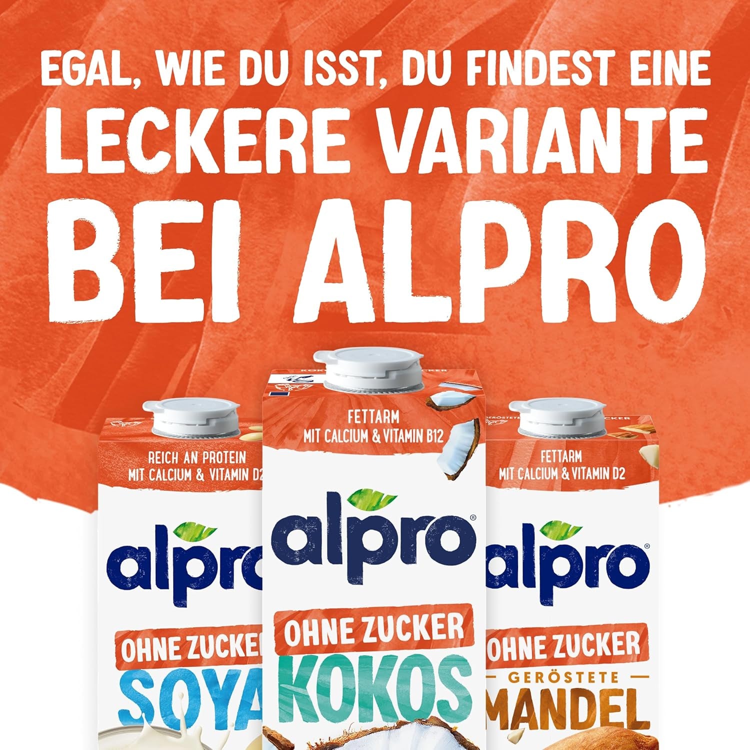 Alpro Kokosnussdrink ohne Zucker – Ohne Süßstoffe – Vegan und Milchfrei – Von Natur aus laktosefrei a fettarm – Bohaté na vápník a vitamíny – 8 x 1 l