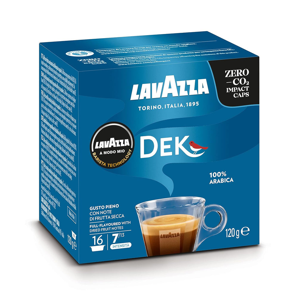 Lavazza A Modo Mio Dek Cremoso, 256 Kaffeekapseln, für einen entkoffeinierten Espresso mit aromatischen Noten von Mandeln und Canditis, 100% Arabica, Intensität 7/13, mittlere Röstung, 16 Packungen