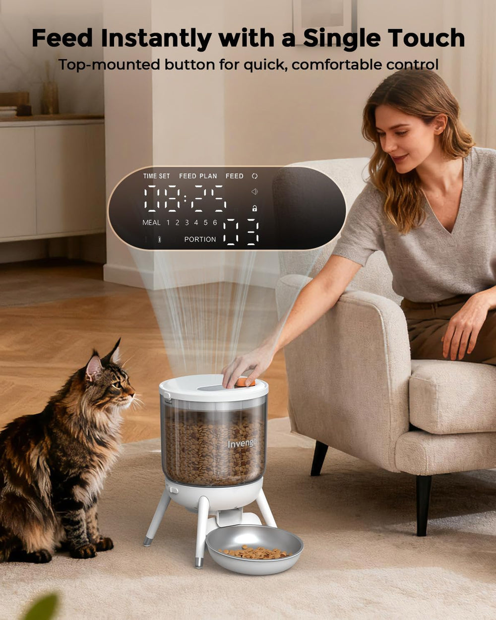 Automatické krmítko pro kočky, Futterautomat Katze mit Zeitsteuerung, 3L Trichter, Doppelstromversorgung, Automatic Trockenfutter für Katzen & Hunde, Katzen Futterautomat, Schwarz (Weiß)