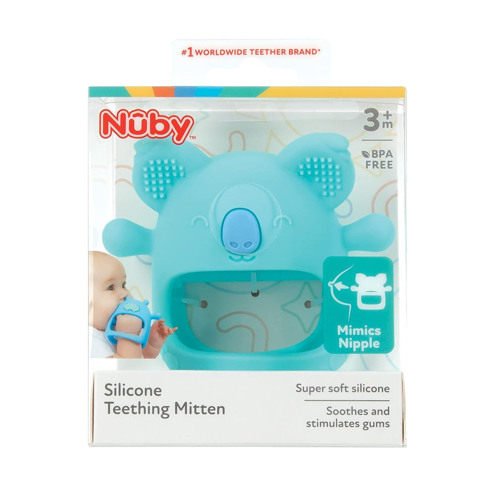 Nuby — Mănușă dentară din silicon, fără BPA, Koala albastră, de la 3 luni