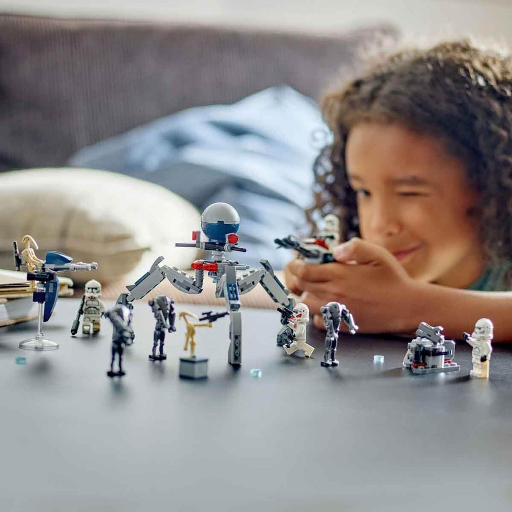 LEGO Star Wars 75372 klonový voják a bitevní balíček bitevního droida, vč. 4 minifigurky, 5 droidů a motorka speeder se střílečkou - Stavebnice pro chlapce a dívky ve věku od 7 let Stavebnice Besuche den LEGO-Store