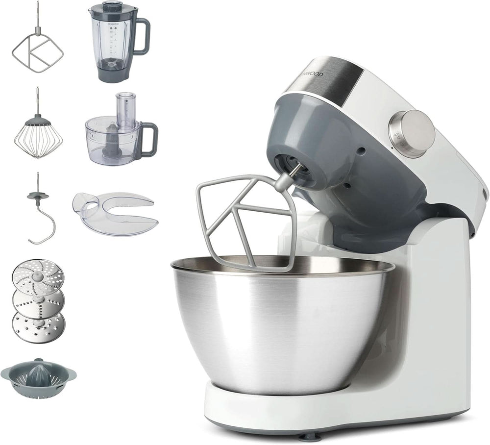 Kenwood Prospero+ KHC29A.R0SI Küchenmaschine, 4,3 L Edelstahlschüssel, Inkl. 10-Teiligem Zubehör-Set Mit Fleischwolf, Glas-Mixer, Zitruspresse, Entsafter Und Mehr, Inkl. Easyweigh Waage, 1000W, Silber Matka a dítě Naty Shop Weiß Inkl. 7 Příslušenství