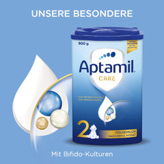 Aptamil Care 2 - Pokračovací mléko po 6 měsících, s Omega 3 a 6, DHA a ARA, bez palmového oleje, dětská výživa, sušené mléko, 1 x 800 g (balení 6 ks)