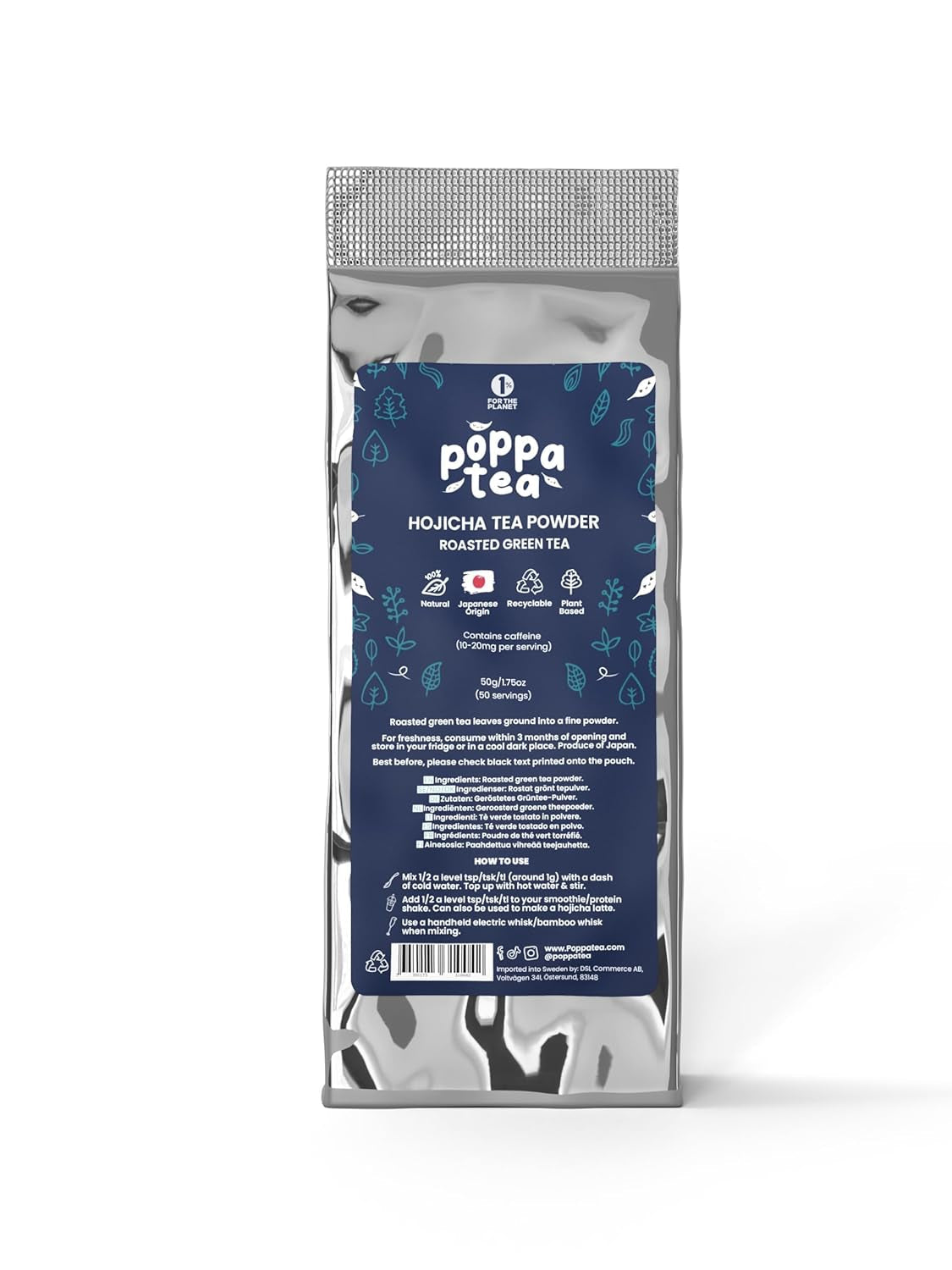 Poppatea Hojicha pudră de ceai - ceai verde prăjit (pungă de reumplere de 50 g)