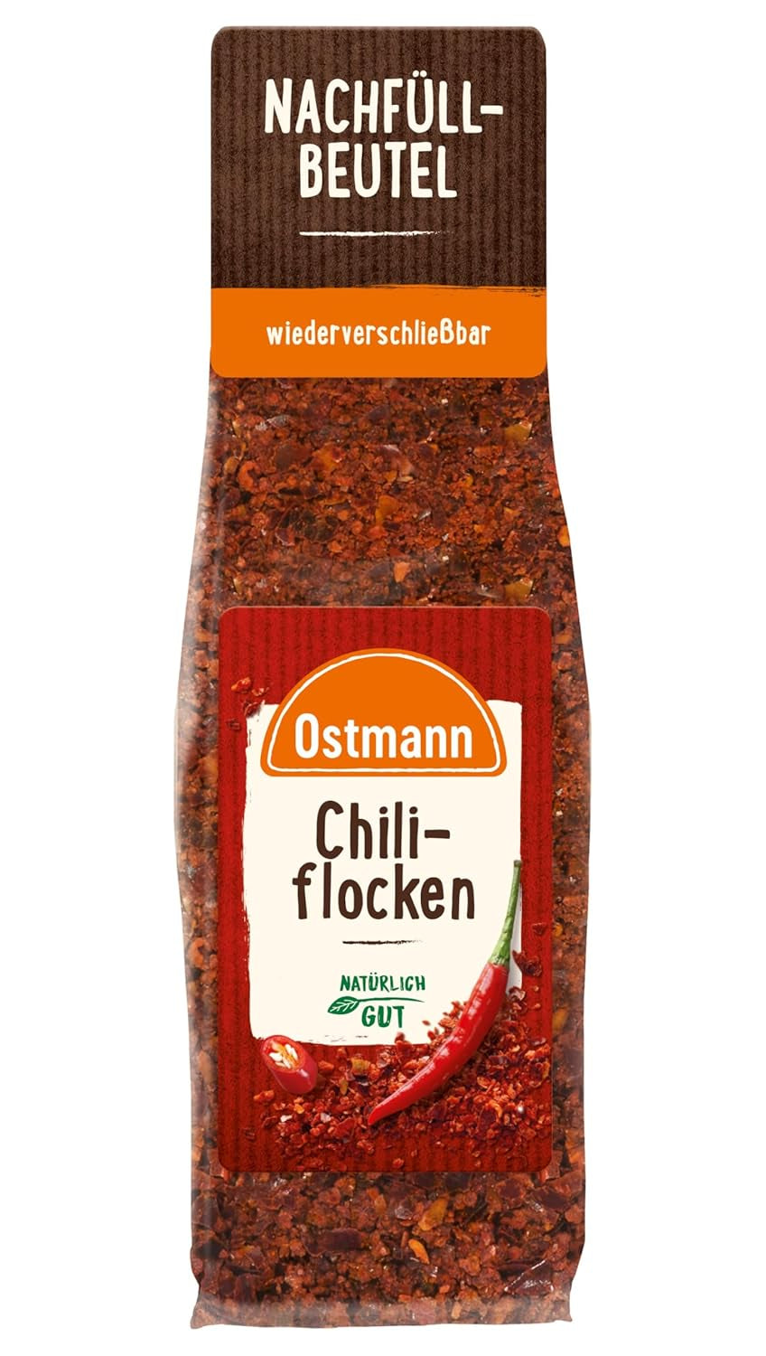 Ostmann Gewürze - Chiliflocken | Scharfes Topping na všechny druhy jídel | Zum Nachfüllen der Streudose | 45 g v sáčku