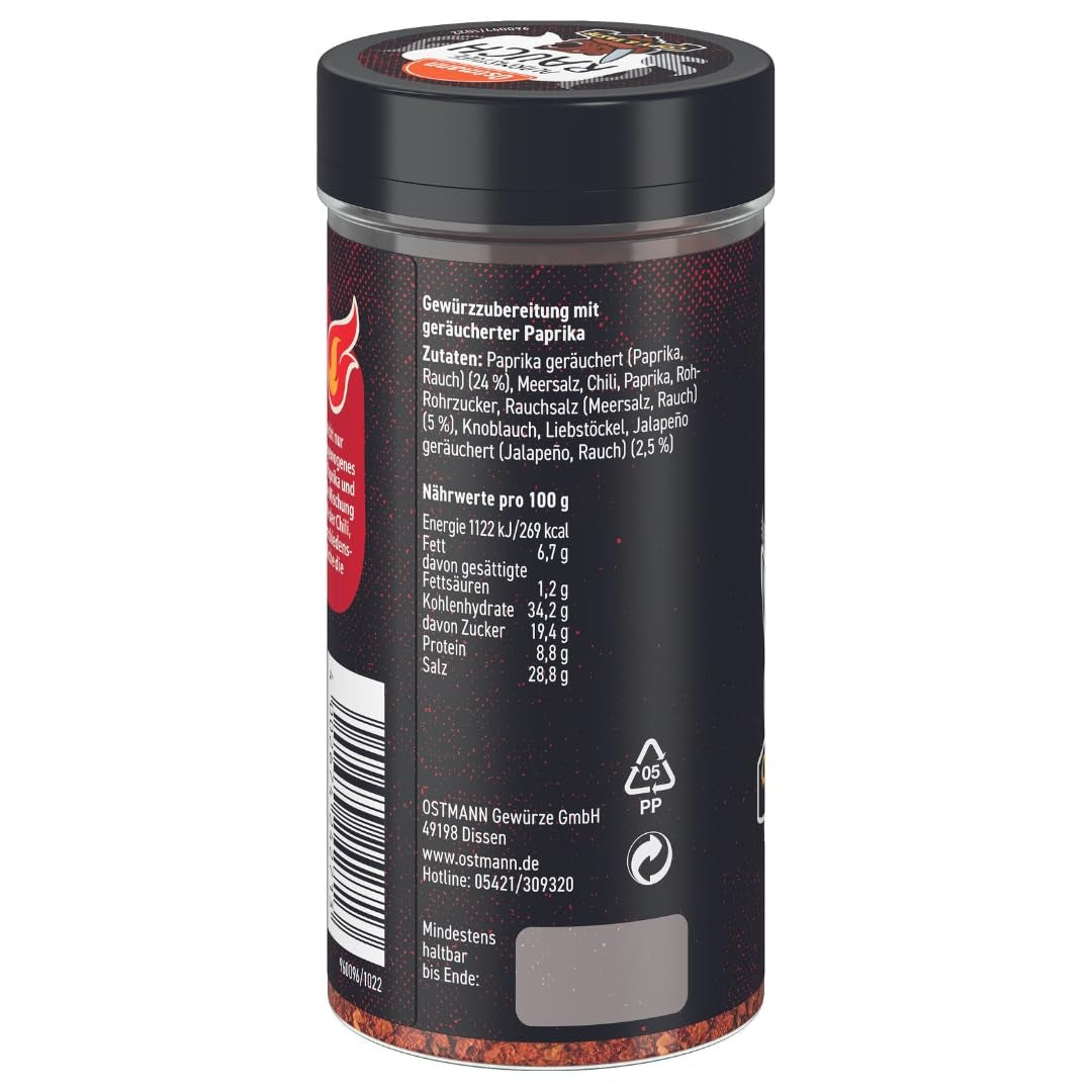 Ostmann Gewürze - Alarmstufe Rauch | Gewürzzubereitung mit Geräucherter Paprika | Für Burger, Grillfleisch und Co. | Doktor Freud 115 g v Streuer