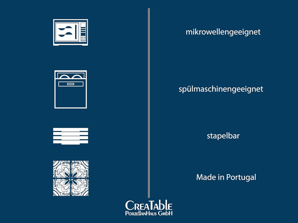 Creatable, 22447, seria Yuki, set de veselă pentru 2 persoane, set de farfurii din gresie, potrivit pentru mașina de spălat vase și cuptorul cu microunde, fabricat în Europa