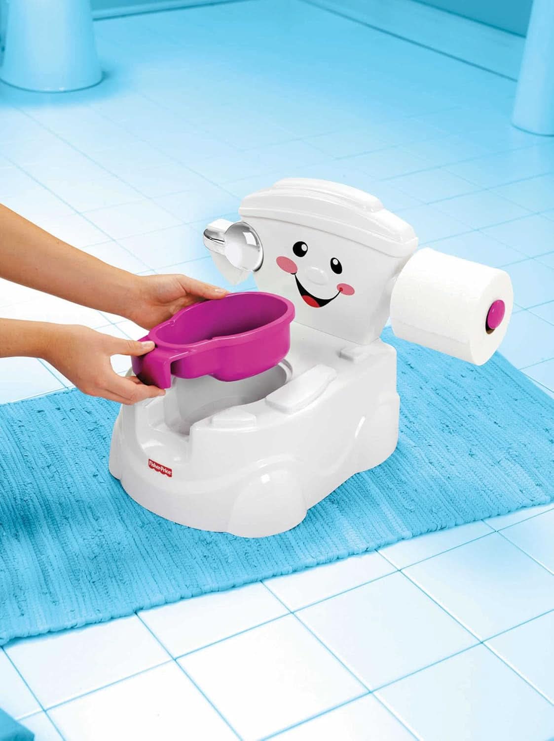 Fisher-Price Meine Erste WC, Baby Töpfchen, Mit Musik & Lustigen Sätzen, Tragbare Baby Toilette, Abnehmbarer Toilettenaufsatz, Deutsche Version, Ab 1 Jahr, P4326 Příslušenství Jídlo a kojení Bebe Naty Shop