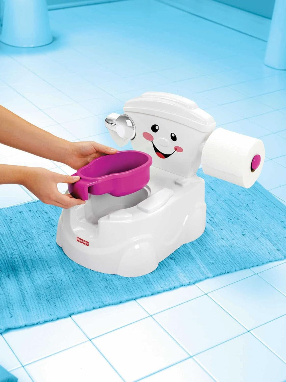 Fisher-Price Meine Erste WC, Baby Töpfchen, Mit Musik & Lustigen Sätzen, Tragbare Baby Toilette, Abnehmbarer Toilettenaufsatz, Deutsche Version, Ab 1 Jahr, P4326 Příslušenství Jídlo a kojení Bebe Naty Shop