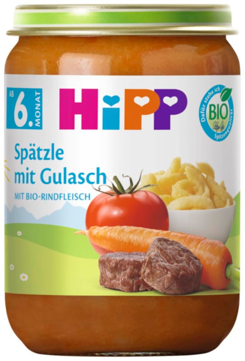 Hipp Bio Menu od 6 měsíců, těstovinové špagety s gulášem, 220G, balení 6 ks (6X220G) Matka a dítě Naty Shop Výchozí název