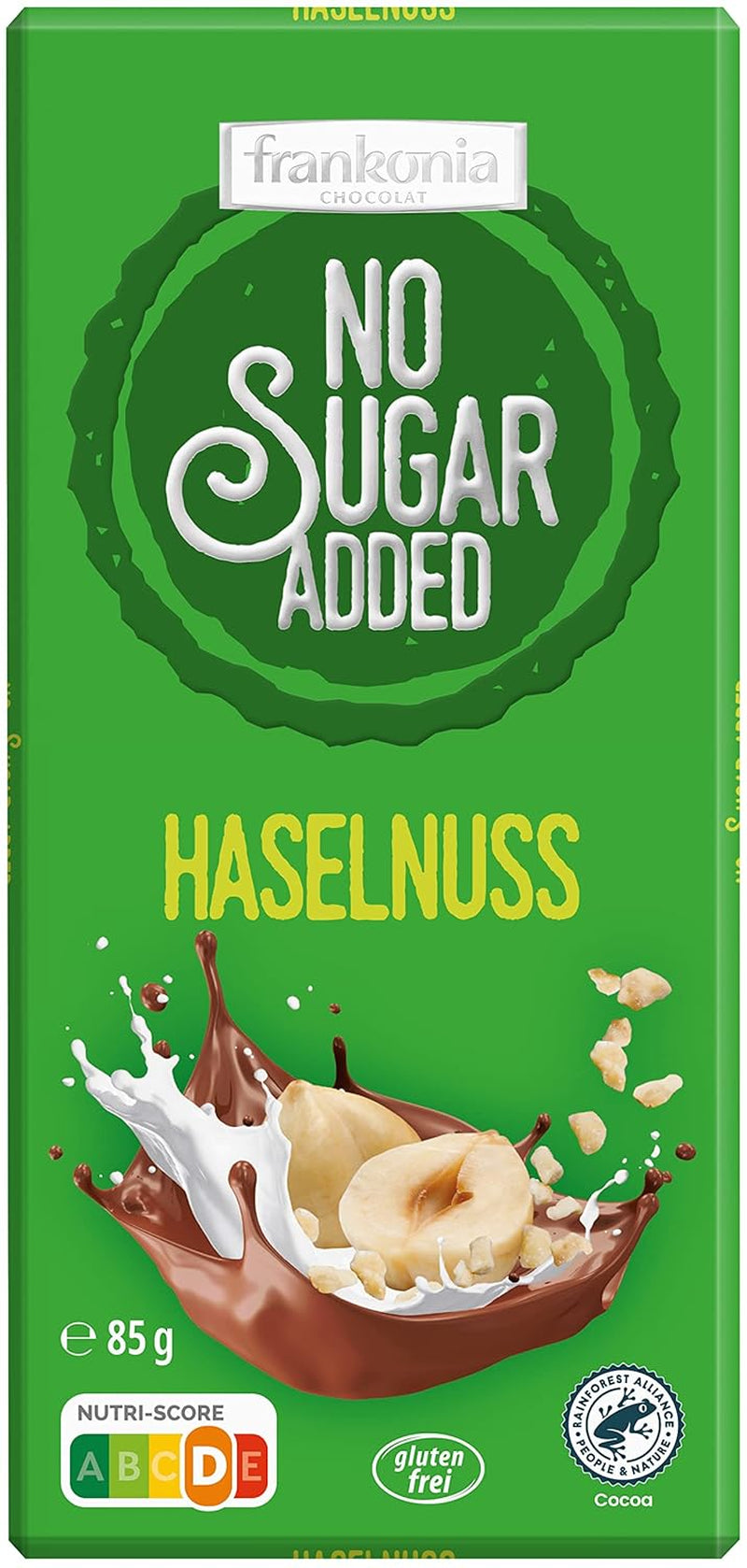 frankonia ČOKOLÁDA BEZ PŘIDANÉHO CUKRU Čokoláda s lískovými oříšky, bezlepková, 85 g