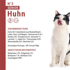 catz finefood Senior Collection Katzenfutter nass - Premium Nassfutter für Ihre Senior Katze - getreidefrei, ohne Zucker, hoher Fleischanteil, Vitamine & Mineralien (6 x 200g Dose)