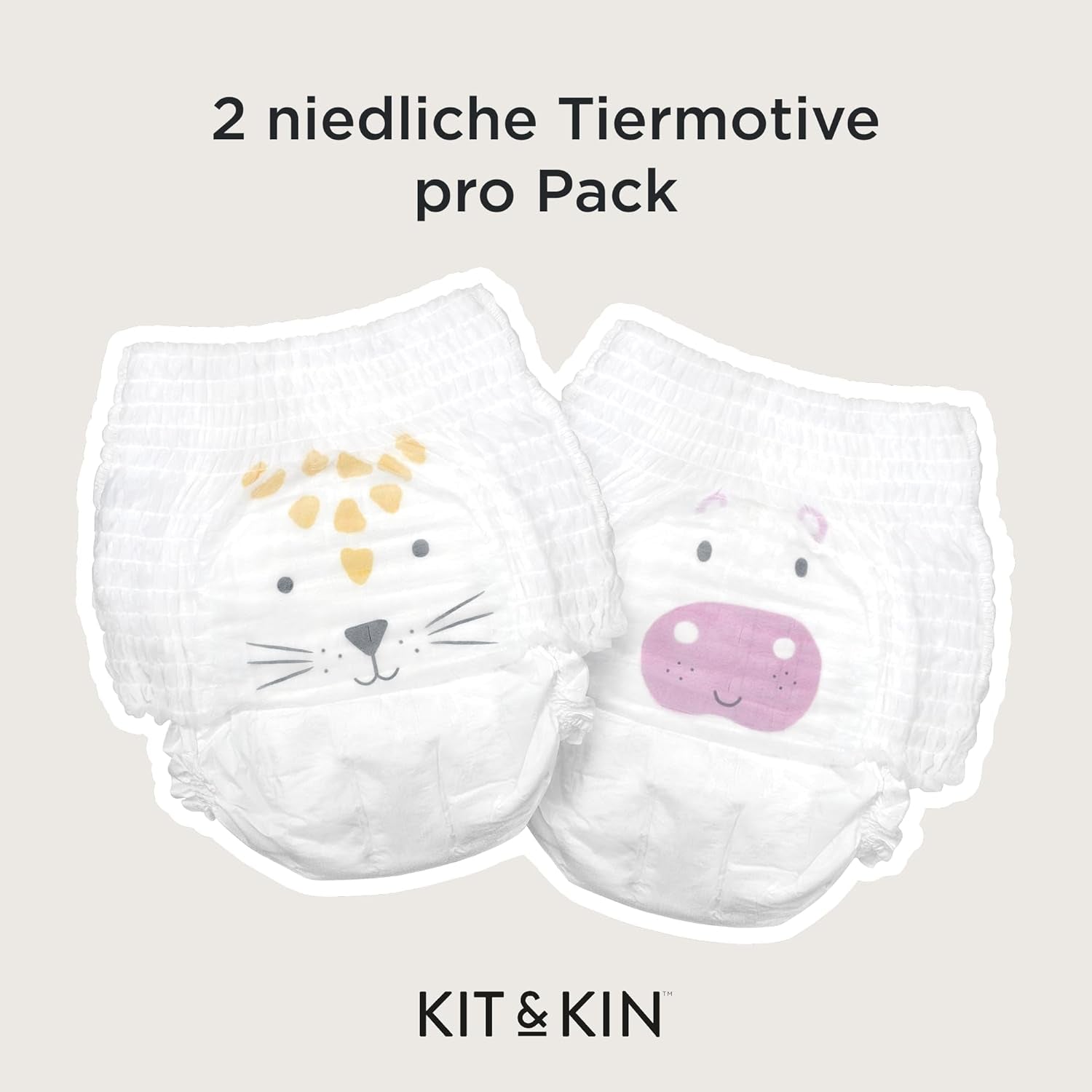 Ekologické plenky Kit & Kin Premium, velikost 4 (9–16 kg), 132 plen, rostlinné a hypoalergenní, spolehlivá ochrana proti úniku, veganské a bez krutosti