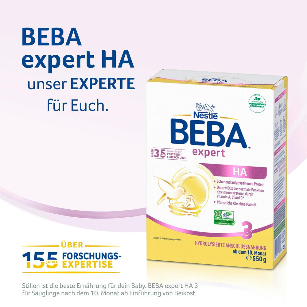 BEBA expert HA 3 Hydrolyzované pokračovací mléko, od 10 měsíců, 1 balení (1 x 550 g)