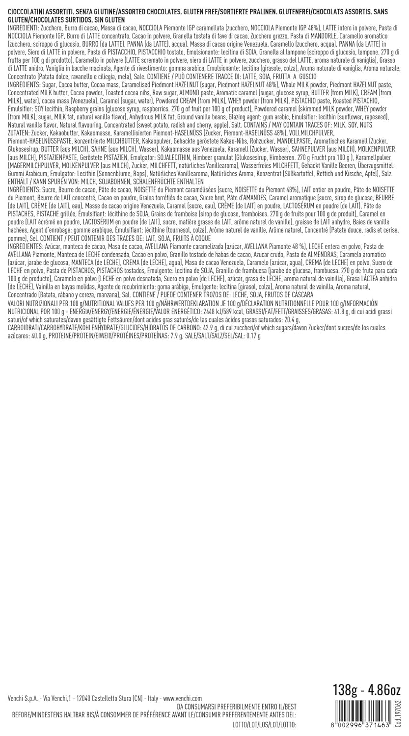 Venchi - Murrine Assorted Chocolate malá dárková krabička, 138 g, bez lepku, bez umělých barviv, bez konzervantů, tip na dárek