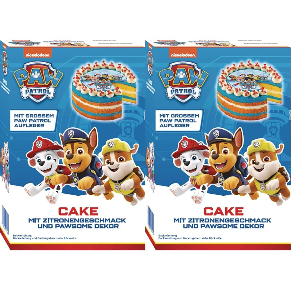RUF X Paw Patrol Muffin Backmischung Mit Erdbeer-Geschmack, Für 12 Paw Patrol Muffins, Inkl.16 Oblaten-Auflegern Und Pawsome Muffin-Förmchen, 1 X 394G Naty Shop 361,2 G (2Er Pack) Kuchen