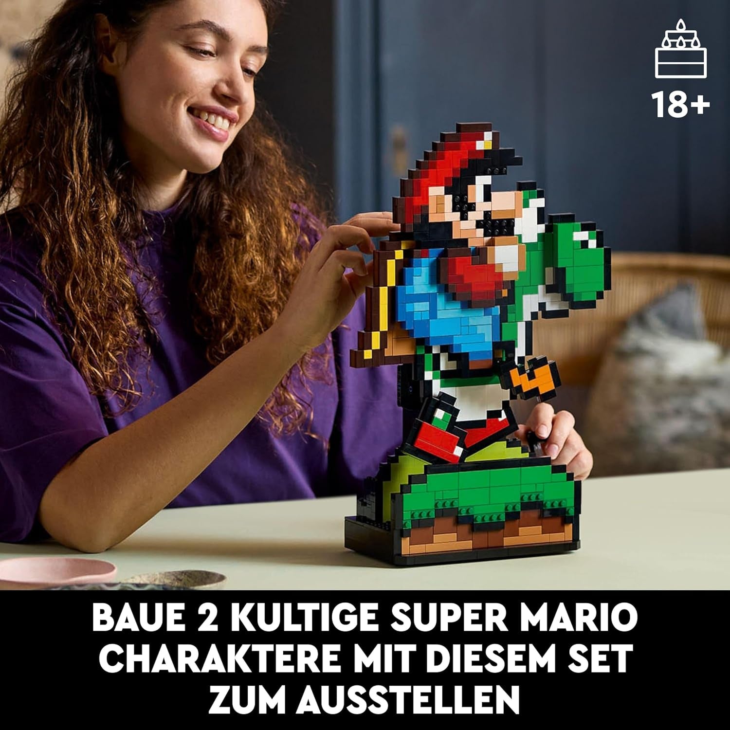LEGO Super Mario World: Sběratelská sada Mario a Yoshi Nintendo, figurky pixelů, sestavení a vystavení modelů, domácí dekorace a sběratelské předměty, sada modelů a dárek pro dospělé fanoušky 71438 Stavebnice Besuche den LEGO-Store