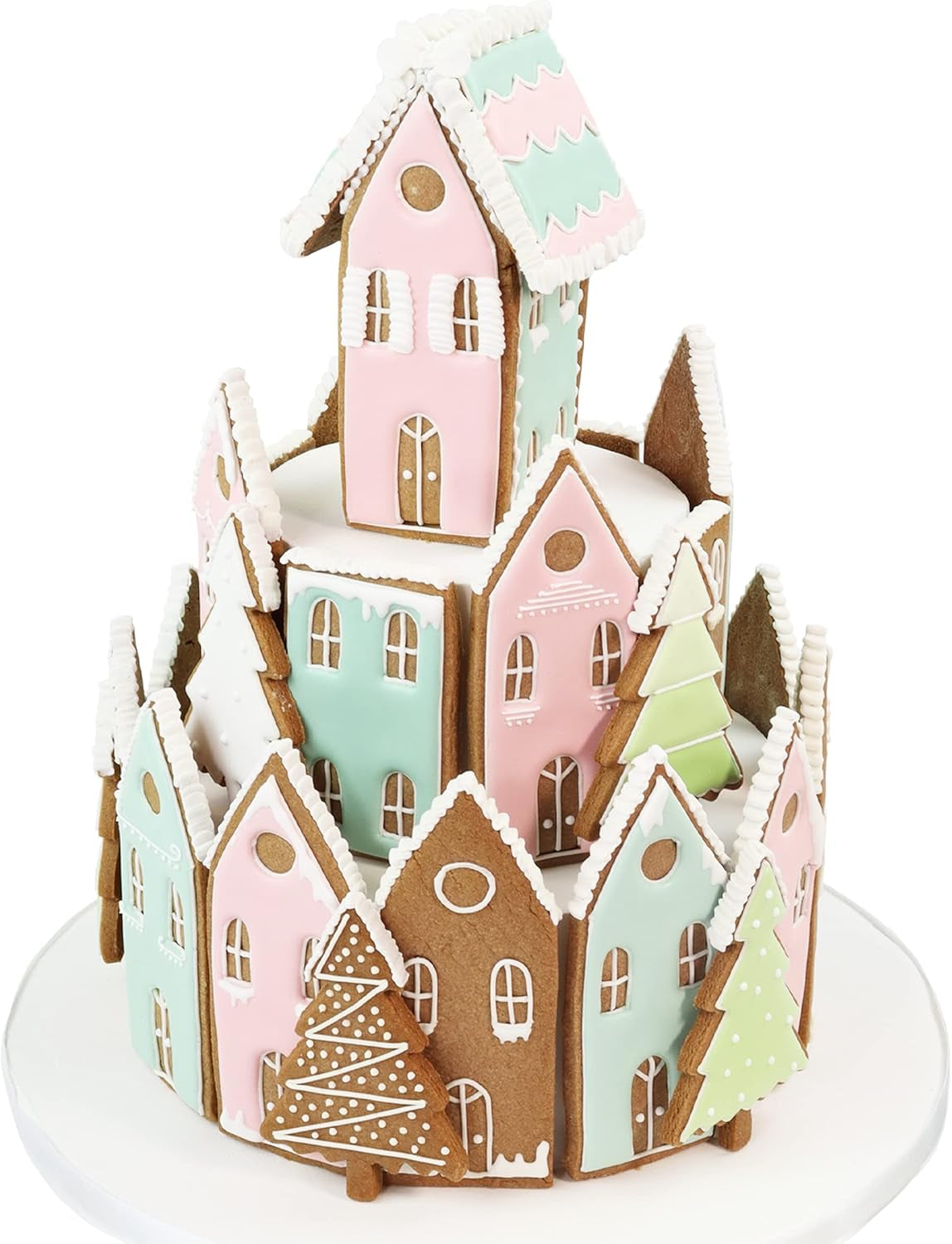 Set de forme pentru biscuiți cu căsuță de turtă dulce de Crăciun, argintii