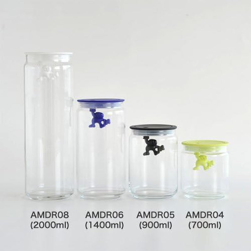 Borcan de bucătărie Alessi "Gianni" din sticlă cu capac sigilat, rășină termoplastică, negru, 27,5 x 13,5 x 28 cm Cutii depozitare alimente Naty Shop