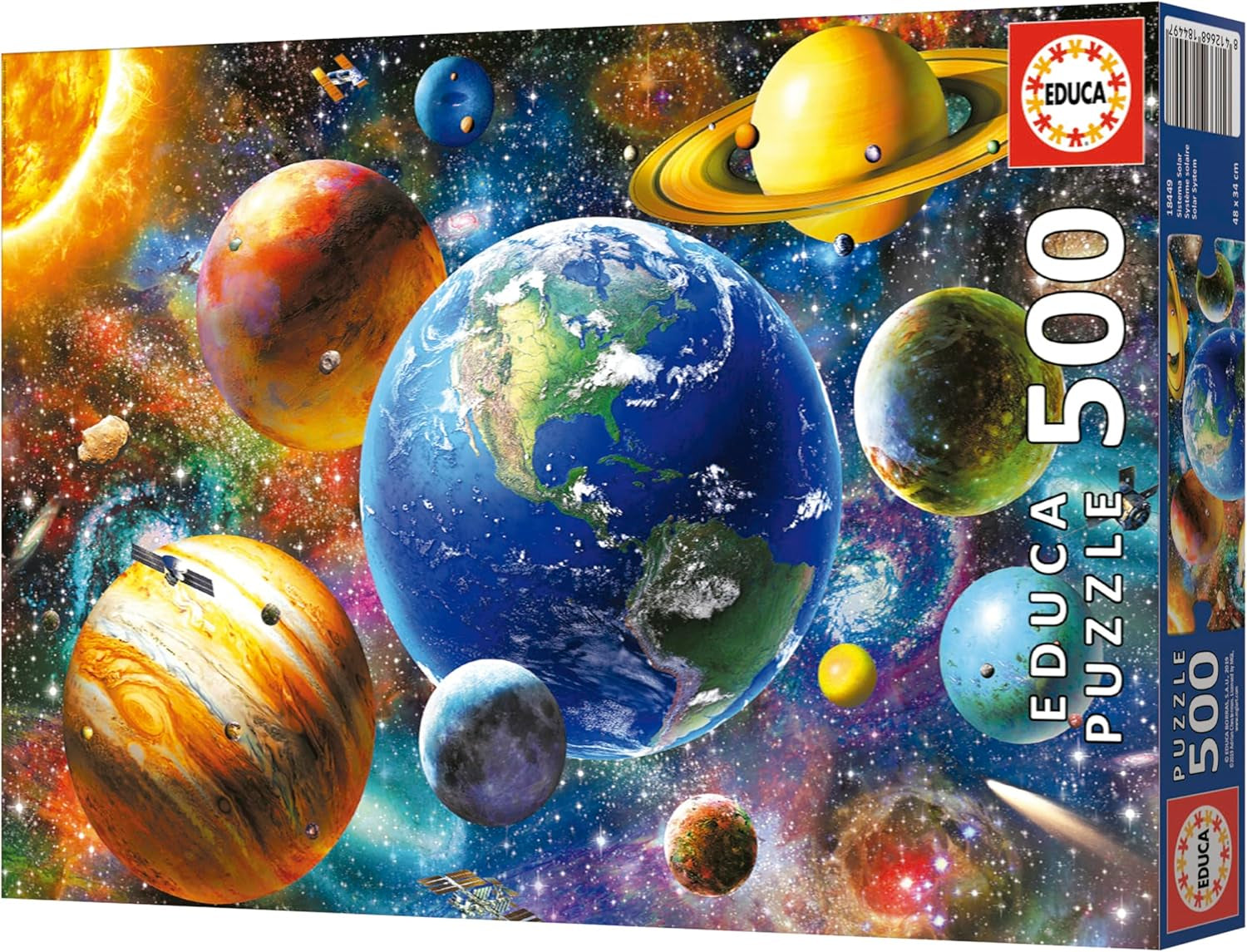 Educa - Puzzle 500 piese pentru adulti | Sistem solar, puzzle 500 piese pentru adulti si copii de la 11 ani, planete, spatiu, spatiu (18449) Puzzle Naty Shop