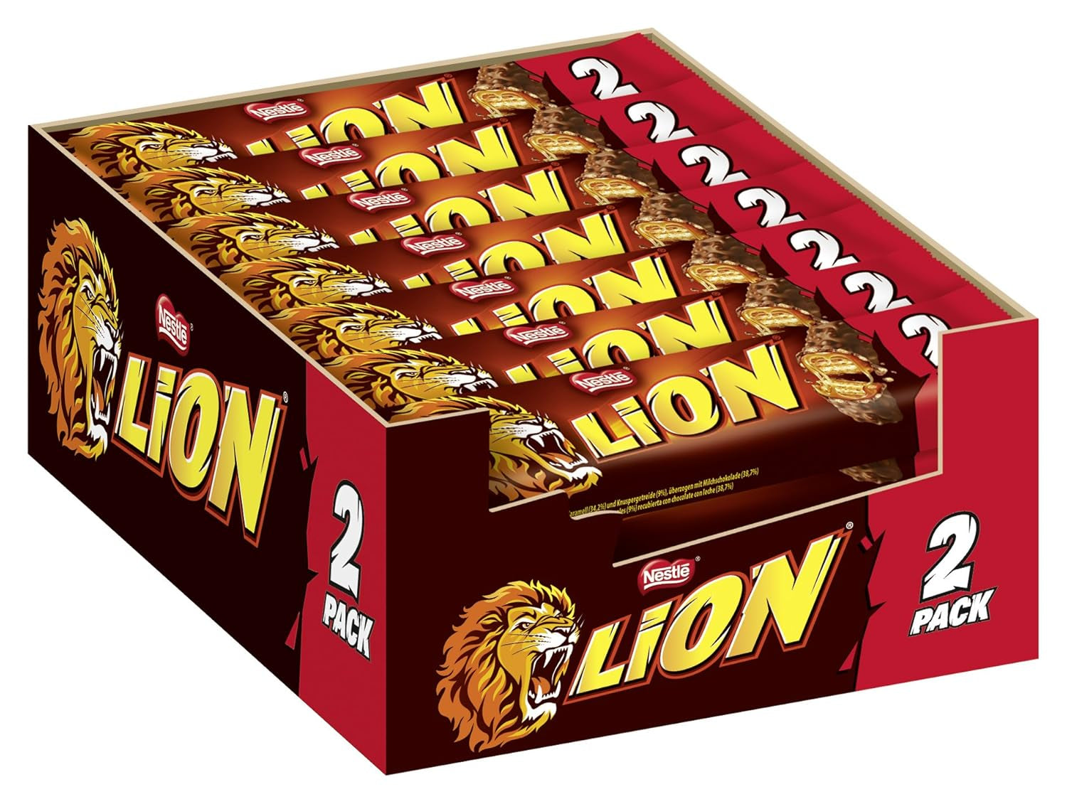 NESTLÉ LION Choco, křupavá čokoládová tyčinka s karamelovou náplní a křupavou oplatkou, balení 24 ks (24 x 42 g)