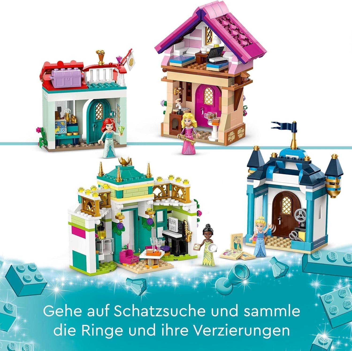 LEGO Disney Princess: Disney Princess Adventure Market, domeček se 4 panenkami včetně Popelky a Ariel, Herní sada s mapou pokladu, dárek pro dívky a chlapce od 6 let 43246 Stavebnice Besuche den LEGO-Store