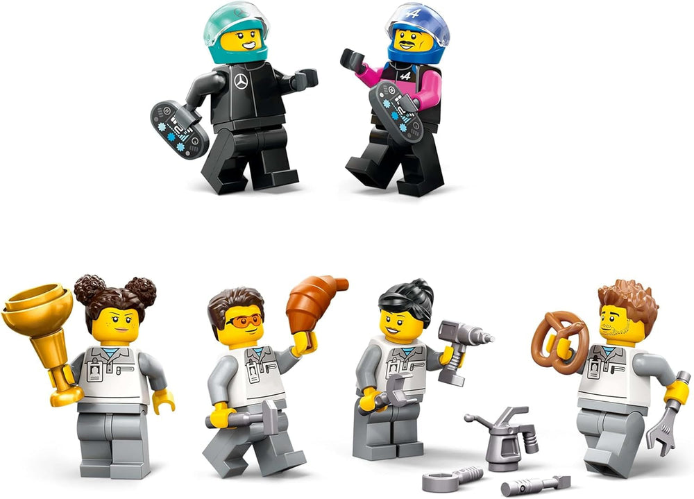 LEGO City garáž F1 se závodními auty Mercedes-Amg a Alpine - Závodní auto Formule 1 se 2 řidiči a 4 mechanickými minifigurkami - Dárek pro chlapce a dívky 7+ a fanoušky 60444 Stavebnice Besuche den LEGO-Store