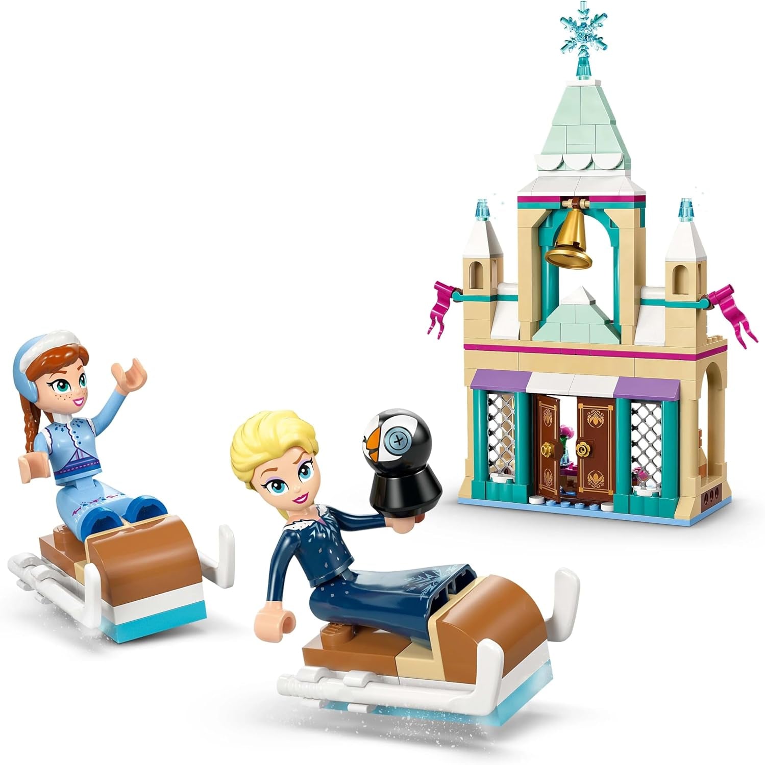 LEGO Ç€ Disney Frozen Arendelle Castle, Hračka princezny s ELSA, mini panenky Anny a Olafa a figurka tučňáka, Fantasy herní sada, dárek pro 5leté dívky 43265 Stavebnice Besuche den LEGO-Store