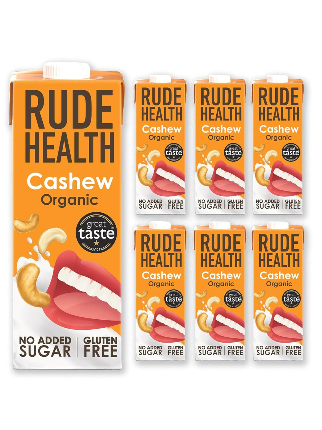 Rude Health 6 x 1 litr Bio-kešu-drink, 100% přírodní Bio-Getränk, glutenfrei, ungesüßt, preisgekrönt, gesund & vegan, 100% recyklované balení