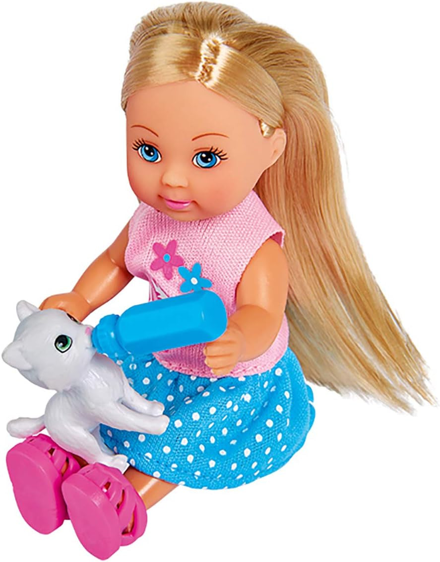 Simba 105733348 - Cărucior Evi Love Cat, cu două pisici în cărucior, geantă detașabilă, accesorii, păpușă de îmbrăcat, 12 cm, pentru copii cu vârsta de 3 ani și peste