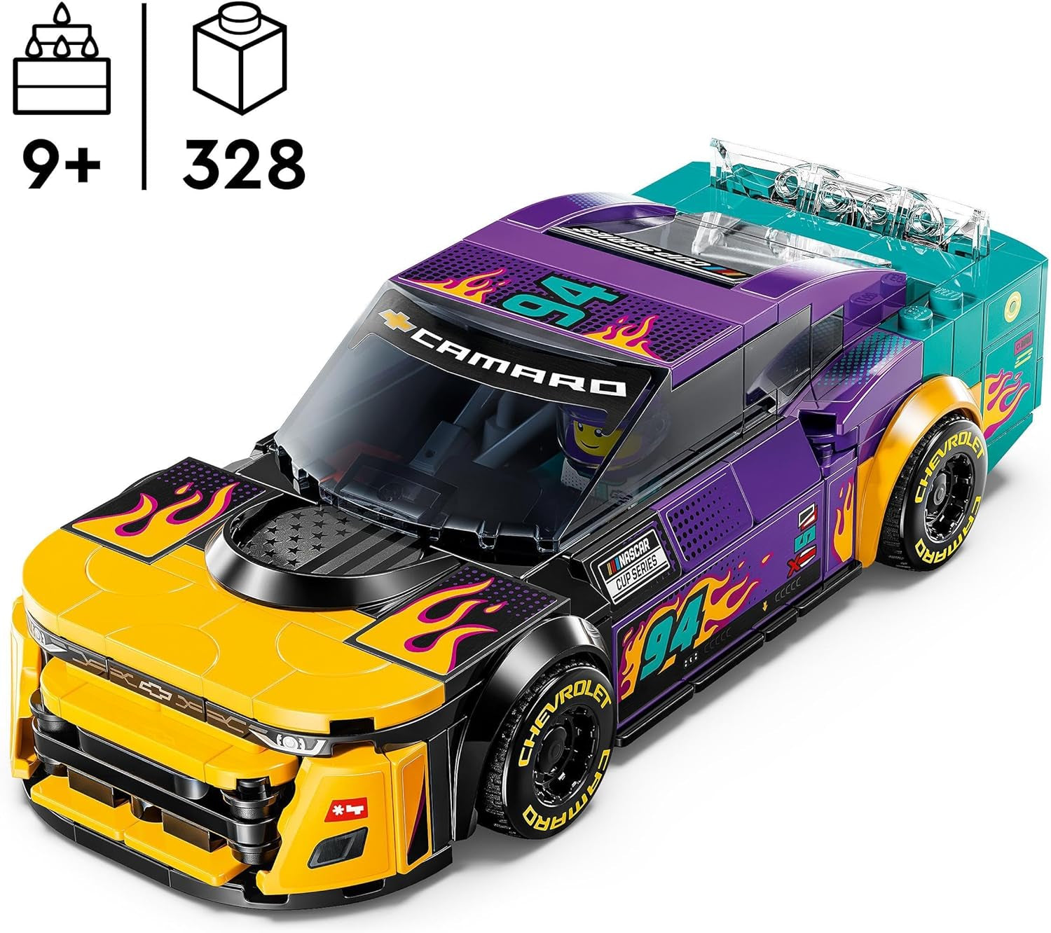 LEGO Speed Champions NASCAR Chevrolet Camaro ZL1 nové generace autíčko; Sada na stavbu a hraní závodního auta; Dárek pro chlapce a dívky od 9 let 76935 Stavebnice Besuche den LEGO-Store