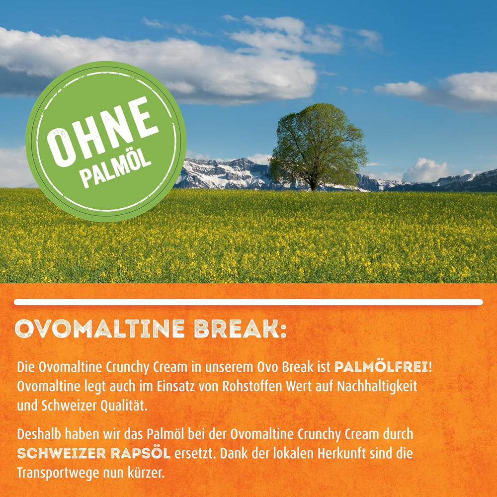 Ovomaltine OVO BREAK Oplatka a čokoládová tyčinka - křupavá svačina s nezaměnitelnou chutí našeho oblíbeného Creme Crocante, přirozeně bez palmového oleje (4 x 39 g)