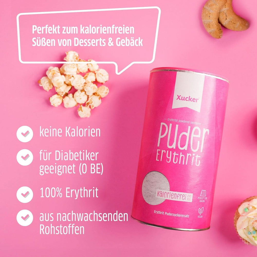 Xucker práškový cukr Erythritol - bezkalorická náhrada cukru, 600 gramů sladidla Naty Shop