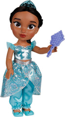 Disney Princezna Jasmin Puppe 35 cm, reflexní lesk, bewegliche Gelenke, ausziehbares Outfit, Schuhe, Krone, langes geflochtenes Haar, für Mädchen ab 3 Jahren