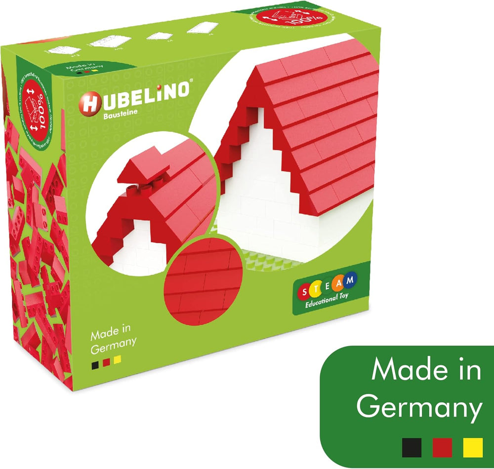 Hubelino 400369 68dílná Dachsteine ​​​​Sada, červená Dachziegel, kompatibilní s velkými Bausteiny Anderer Hersteller, Made in Germany