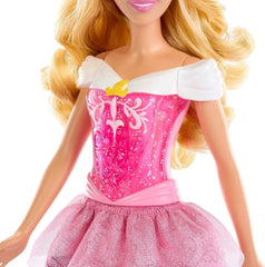 Mattel DISNEY Princess Aurora – panenka s typickým oblečením, odnímatelné boty a diadém, třpytivý top a odepínatelná vzorovaná sukně, dlouhé stylové vlasy, panenky HLW09 Naty Shop