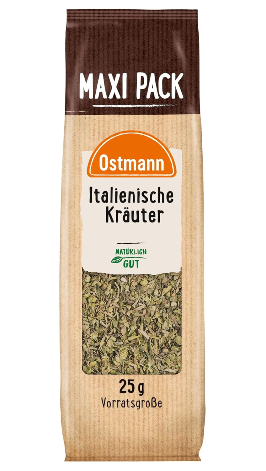 Ostmann Gewürze - Italienische Kräuter gerebelt | Středomoří Kräutermischung zum Würzen von Tomatensauce, Gemüse- und Fleischgerichten | 25 g ve Vorteilsbeutel