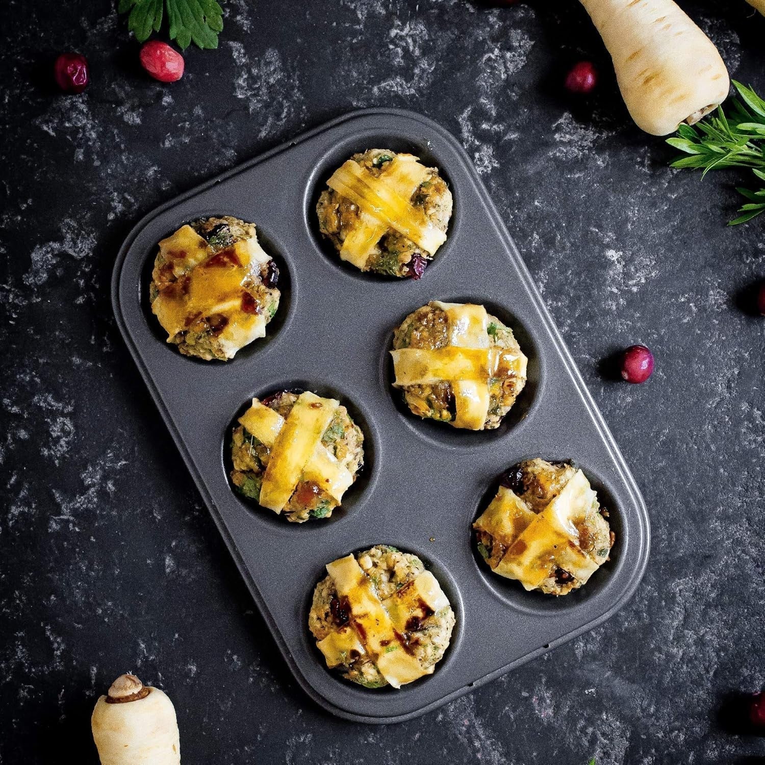 Masterclass 6-Loch-Muffinblech Mit PTFE-, PFOA- Und Bpa-Freiem Antihaftbeschichtung, Robustes 1Mm Dickes Karbonstahlblech, 27 X 18Cm Formy na košíčky a plechy na pečení Naty Shop