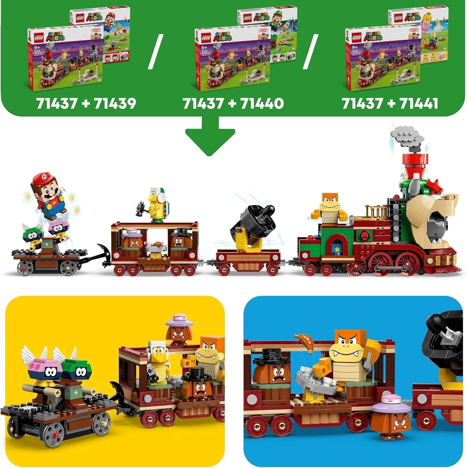 LEGO Super Mario Express Bowser Train Kids Adventure Playset with Hammer Brother 2 Gumbas a 2 Parapunctures Dárek pro Nintendo pro chlapce a dívky 71437 Stavebnice Besuche den LEGO-Store